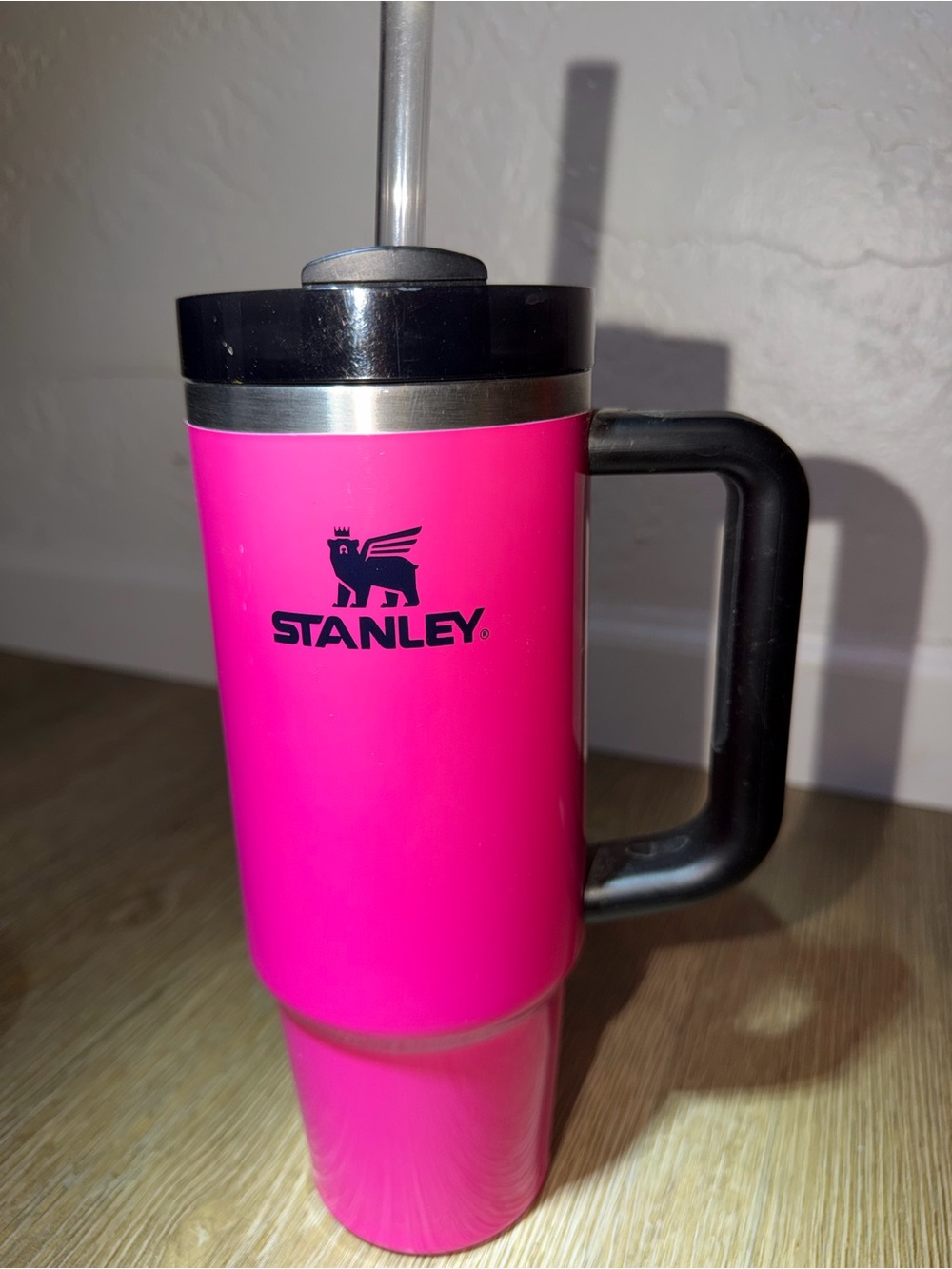 Stanley Hot Pink Travel Mug with Black Handle